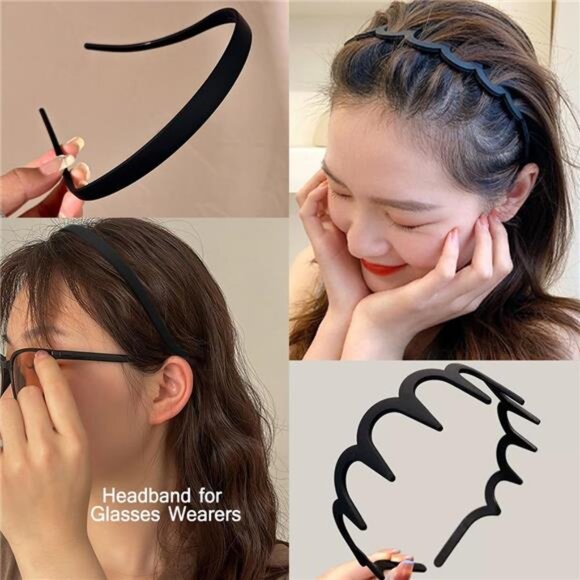 12Pcs Black Headbands for Women with Teeth Plastic Head Bands - Picture 2 of 8